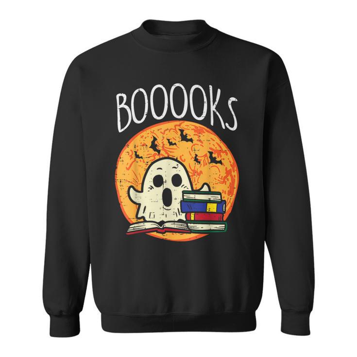 Books Ghost Boooks Halloween Reading Librarian Teacher Book Sweatshirt