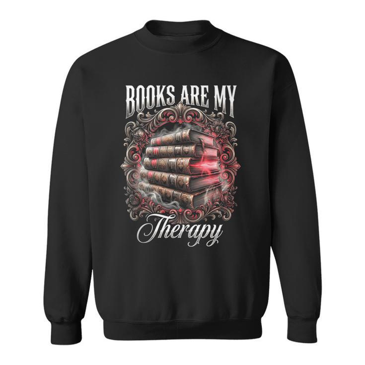 Books Are My Therapy Vintage Bookworm Reader Sweatshirt