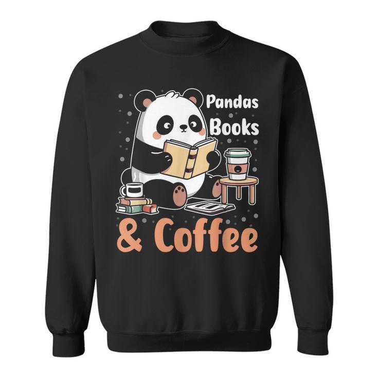 Books Reading Reader Panda Panda Books And Coffee Sweatshirt