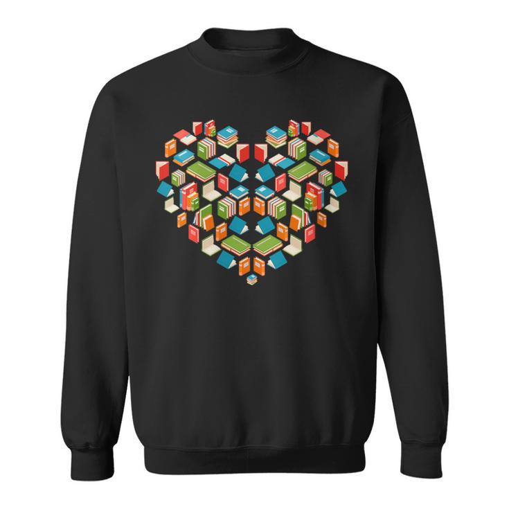 Bookworm Book Heart Valentines Day Reading Sweatshirt