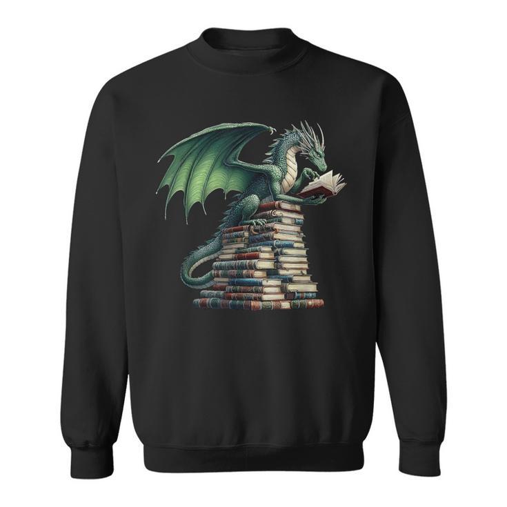 Bookworm Dragon Reading Books Dragon & Books Lover Sweatshirt