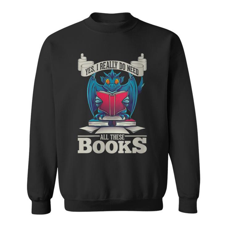 Bookworm Flying Mythical Creature Book Reading Dragon Sweatshirt