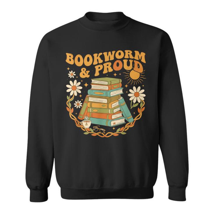 Bookworm And Proud Retro Reading Aesthetic Books Library Sweatshirt