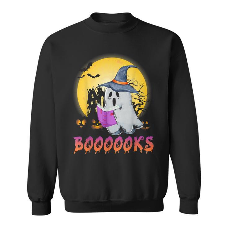 Boooks Cute Ghost Book Reading Halloween 2022 Teacher For Men Women Kids Sweatshirt