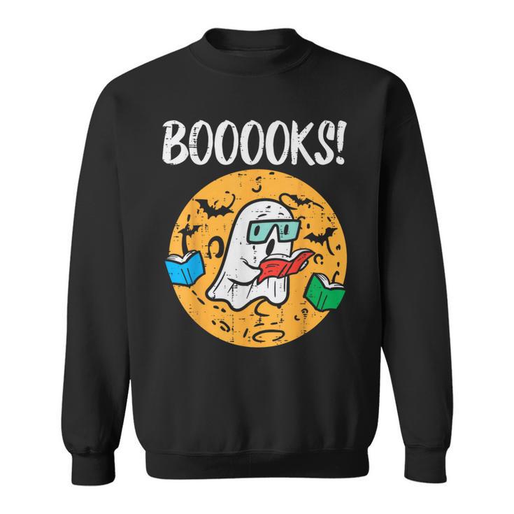 Boooks Ghost Read Book Halloween Teacher Librarian Men Women Sweatshirt