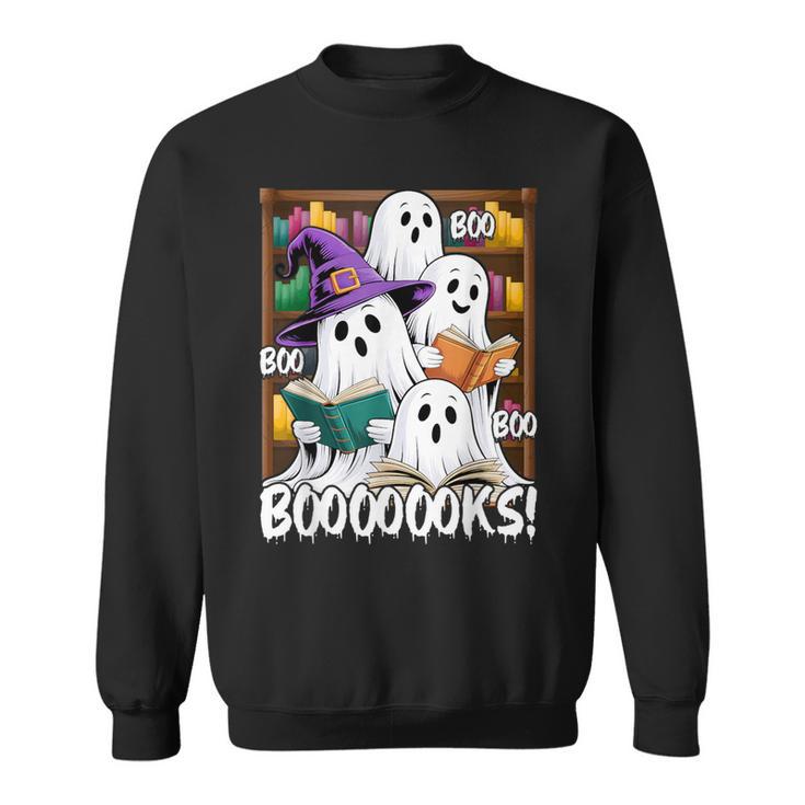 Boooks Ghosts Reading Book Retro Halloween Teacher Librarian Sweatshirt Boooks Ghosts Reading Book Retro Halloween Teacher Librarian Sweatshirt
