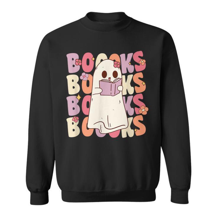 Boooks Halloween Ghost Pun Boo Books Groovy Ghost Sweatshirt Boooks Halloween Ghost Pun Boo Books Groovy Ghost Sweatshirt