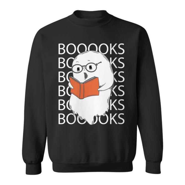 Booooks Cute Ghost Reading Books Halloween For Teacher &Kids Sweatshirt