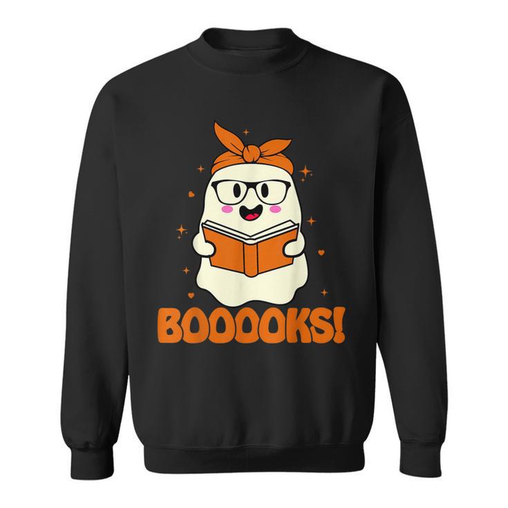 Booooks Ghost Boo Read Books Library Teacher Halloween Cute For Men Women Kids Sweatshirt