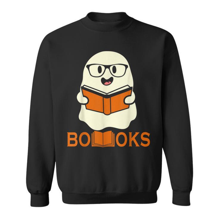 Booooks Ghost Boo Read Books Library Teacher Halloween Cute Men Women Kids Sweatshirt