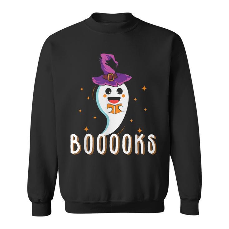 Booooks Halloween Shirts Cute Ghost Book Teacher Reading For Men Women Kids Sweatshirt