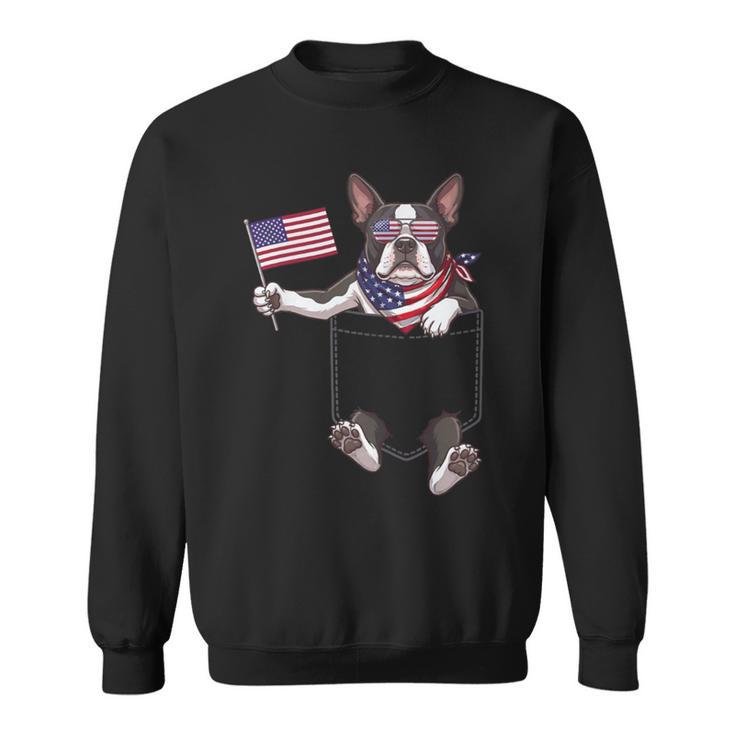 Boston Terrier Dog Pocket American Flag 4Th Of July Usa Sweatshirt Boston Terrier Dog Pocket American Flag 4Th Of July Usa Sweatshirt
