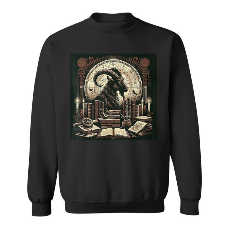 Capricorn Zodiac Art Academia Aesthetic Book Lover Sweatshirt