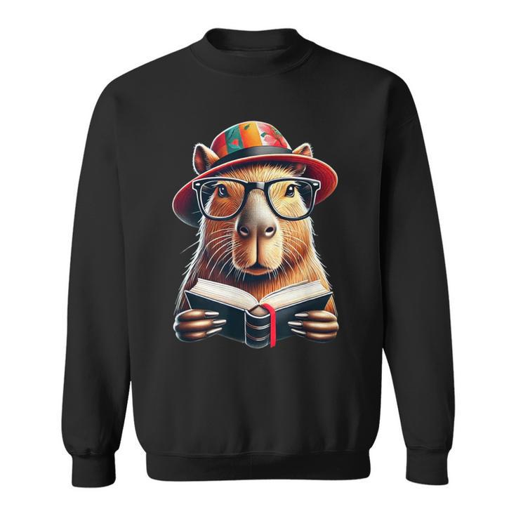 Capybara Bookworm Rodent Reading a Book Sweatshirt