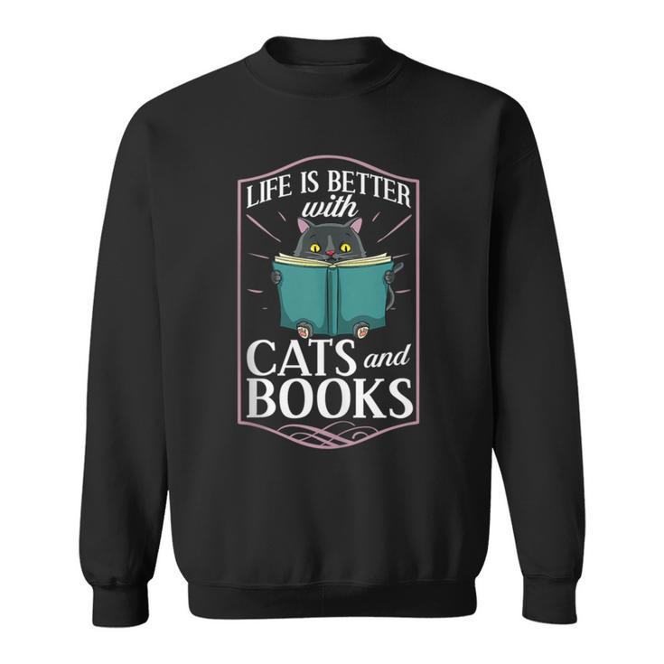 Cat Read Book Reader Reading Librarian Sweatshirt