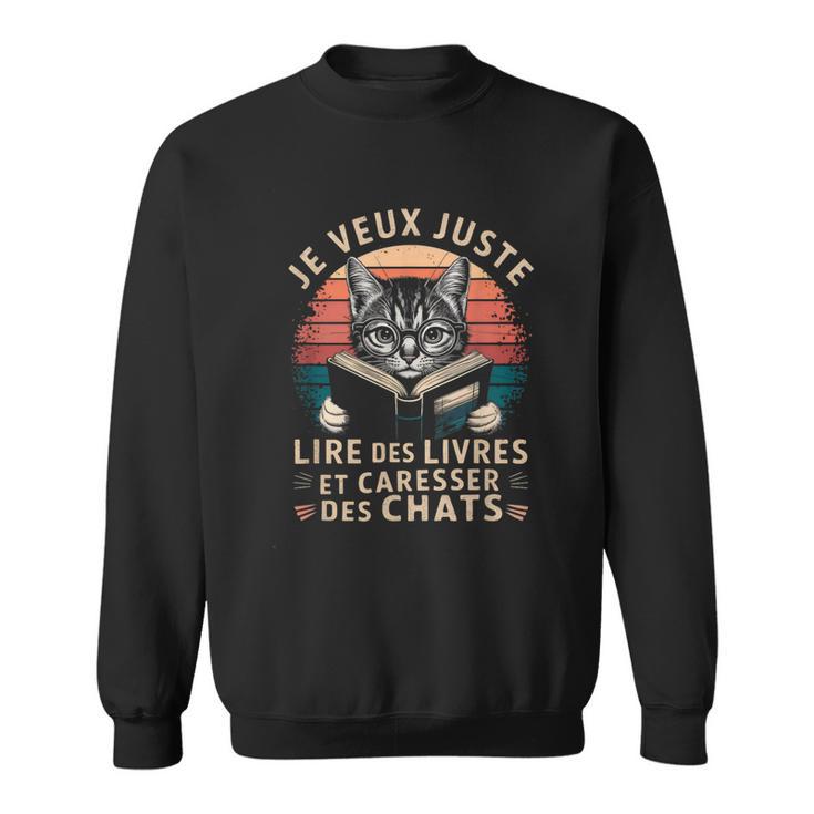 Cat And Reading For Book And Cat Lover Sweatshirt