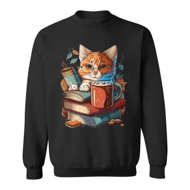 Cat Reading A Book Men Women Kids Sweatshirt