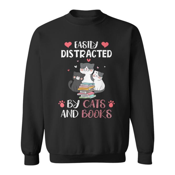 Cat Simply Distracted By Cats And Books Sweatshirt