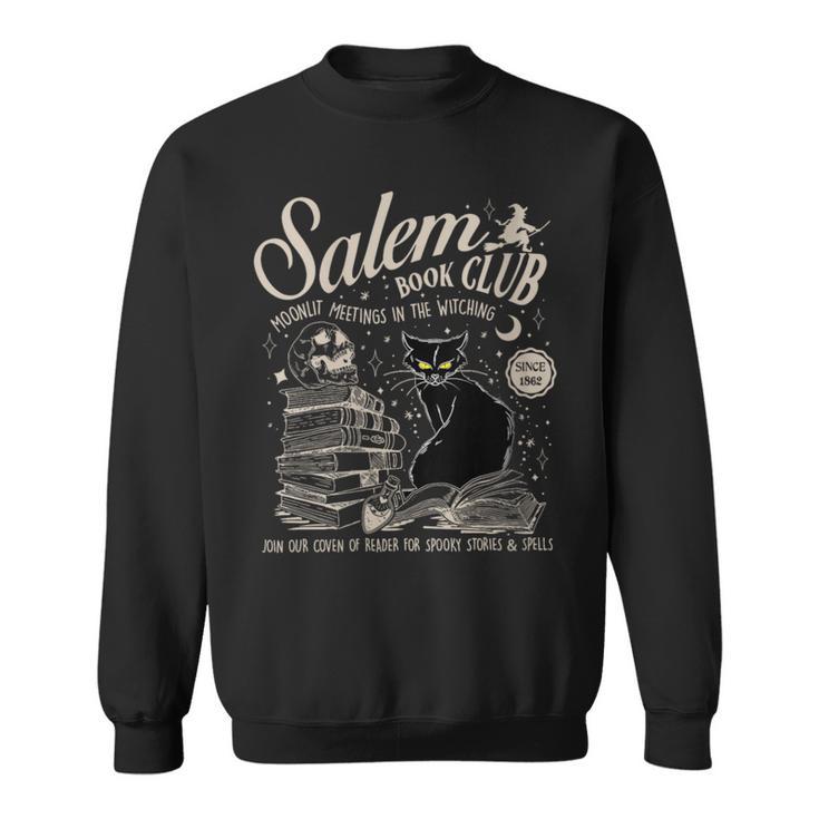 Cat Witch Salem Book Club Reading Halloween Book Lover Sweatshirt