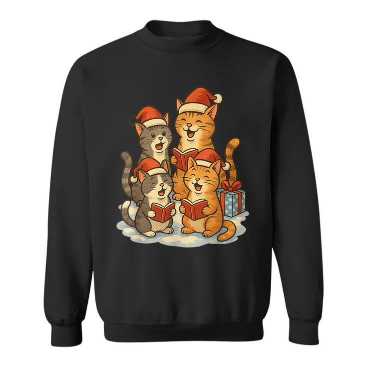 Cats Reading Books Christmas Tree Sweatshirt