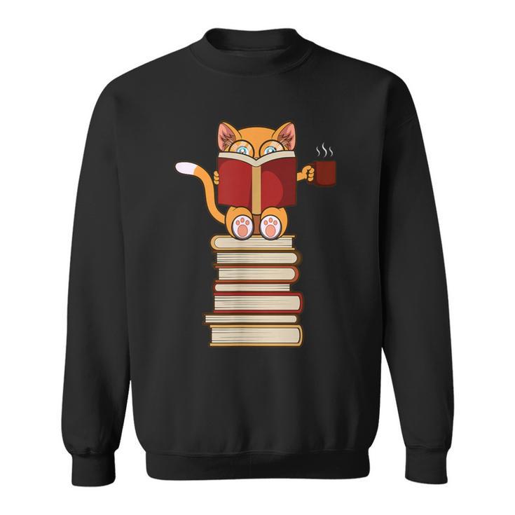 Cats And Reading Books Literature Sweatshirt