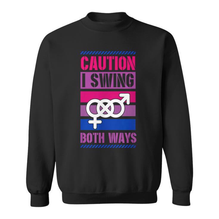 Caution Iwing Both Ways バイセクシャル プライド ジョーク スウェットシャツ
