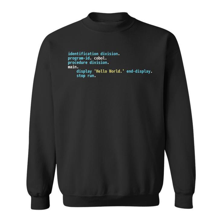 Código Cobol Hello World Diseño De Esquema Deintaxis Oscura Camisa de entrenamiento
