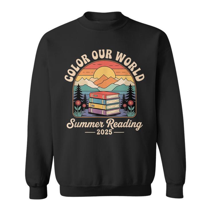 Color Our World Summer Reading 2025 Cute Book Wildflowers Sweatshirt