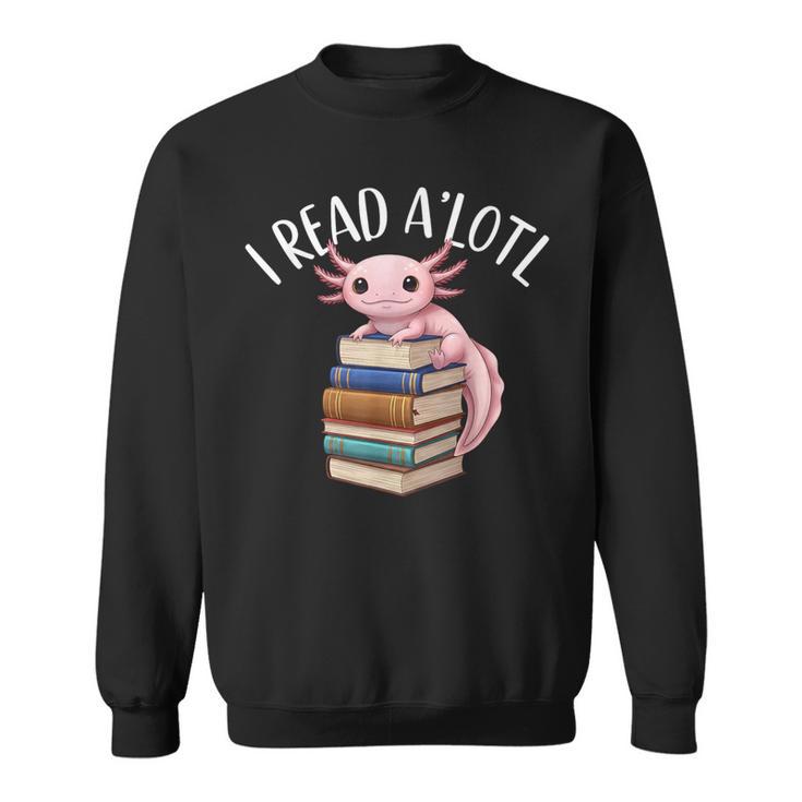 Cool Axolotl Reading Library Book Lover Reading Women Men Sweatshirt