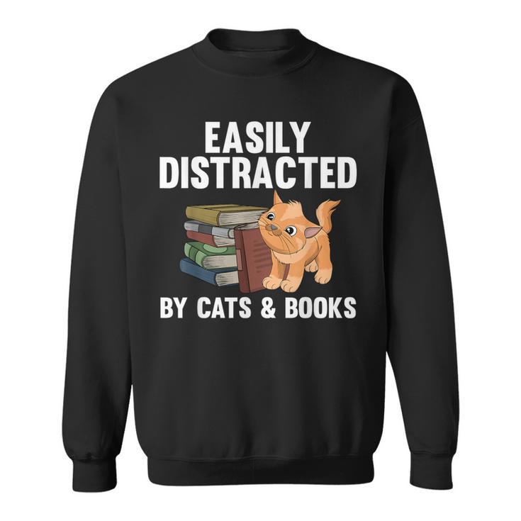 Cool Book Reader For Men Women Book Lover Bookworm Cat Book Sweatshirt