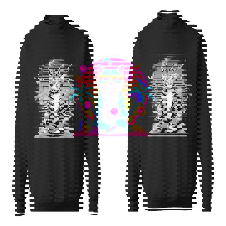 Cool Cat 瞑想 ヴェイパーウェーブ 80年代 レトロ シンセウェーブ スウェットシャツ