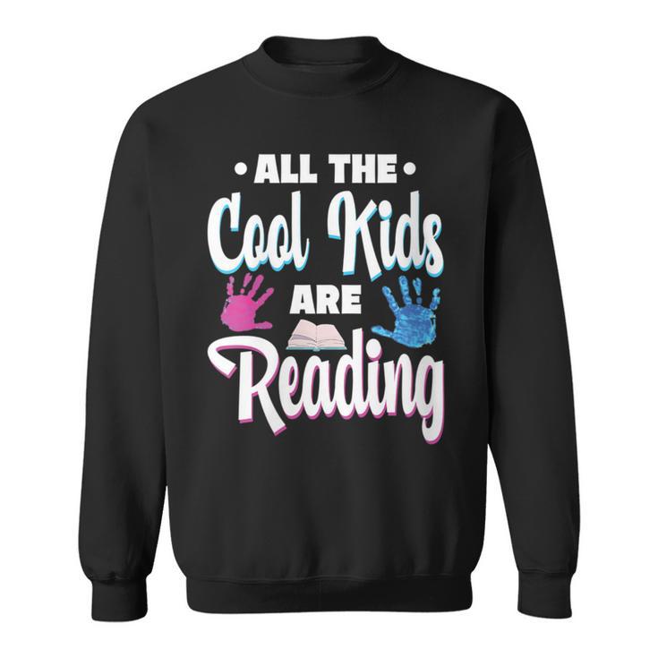 All The Cool Kids Are Reading Book Vintage Retro Sunset Sweatshirt