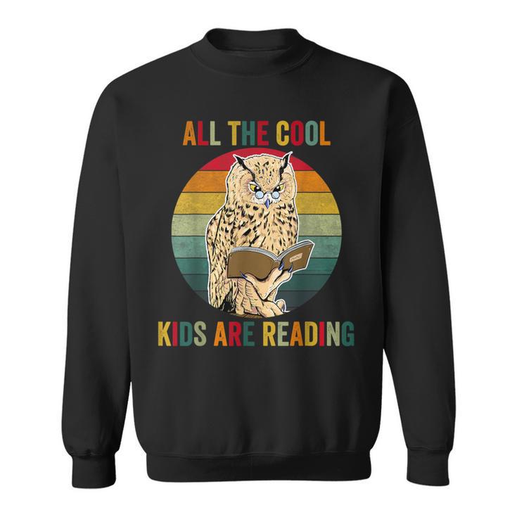 All The Cool Kids Are Reading Owl Glasses Book Retro Vintage Sweatshirt