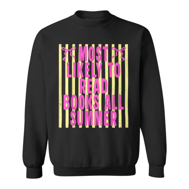 Coquette Striped Most Likely To Read Books All Summer Sweatshirt