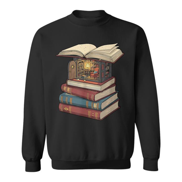 Cozy Reading Nook Between Books Book Lover Aesthetic Sweatshirt