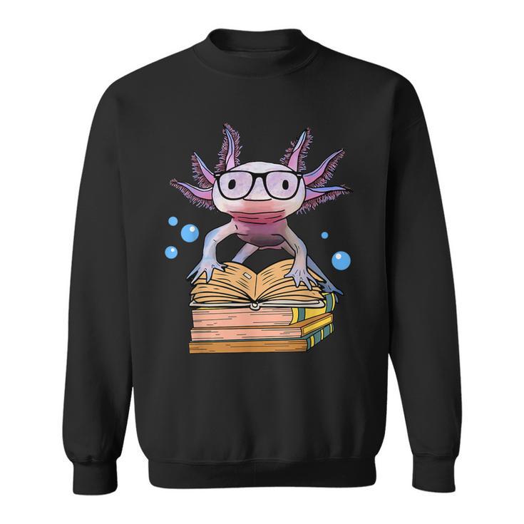 Cute Axolotl Read Book Shirt Kids Boy Girl Salamander Sweatshirt