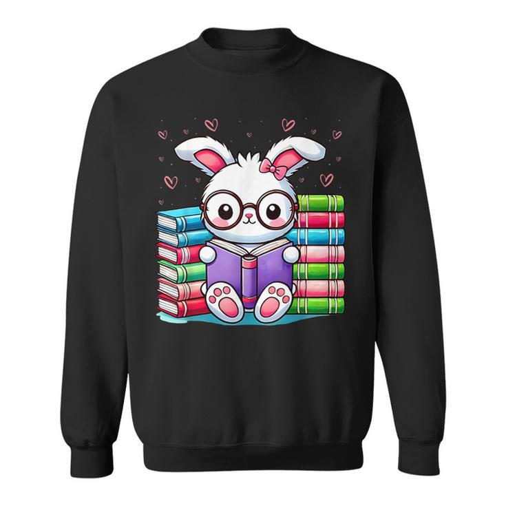 Cute Bunny Reader Rabbit Book Lover Reading Sweatshirt