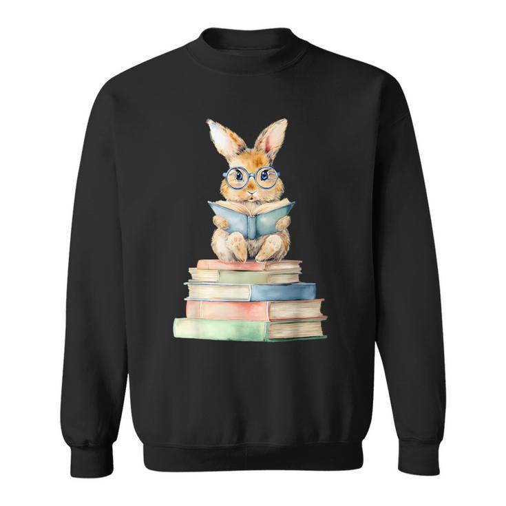 Cute Bunny Reading Book Back To School Easter Sweatshirt
