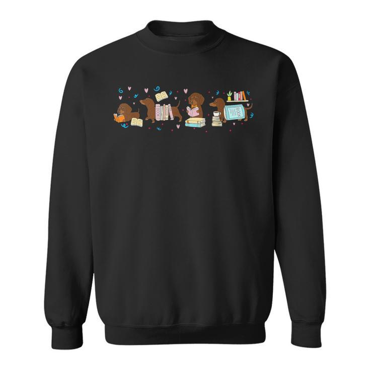 Cute Dachshund Book Reading Wiener Dog Bookish Librarian Sweatshirt