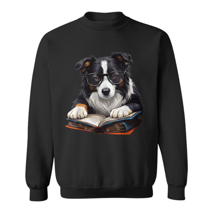 Cute Dog Border Collie Reading Book Sweatshirt