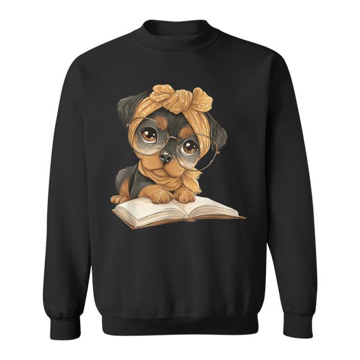 Cute Dog Reading Book Bandana Pup Reader Sweatshirt