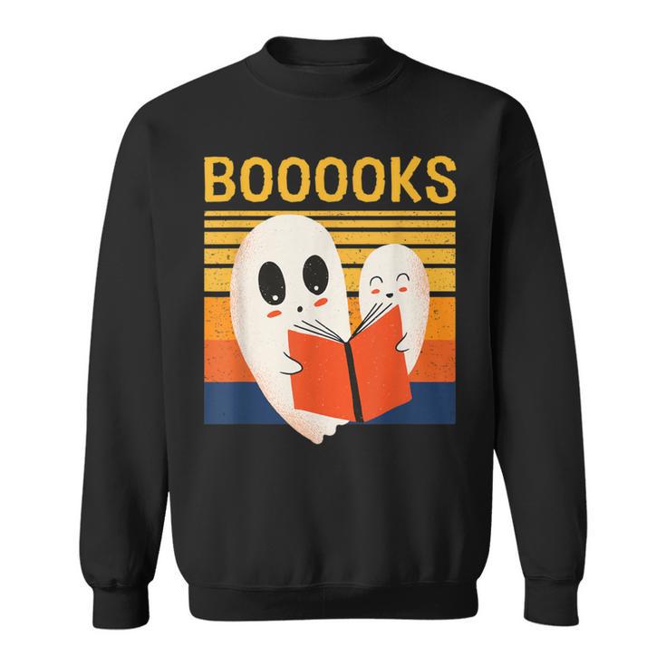 Cute Ghost Book Reading Halloween Teacher Puns Booooks For Men Women Kids Sweatshirt