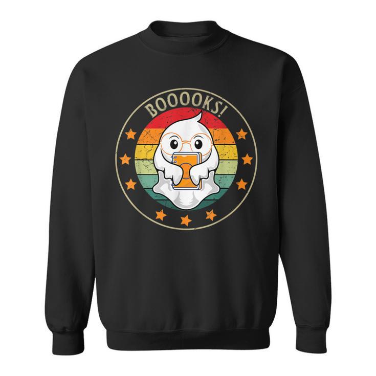 Cute Ghost Book Reading Halloween Teacher Top Puns For Men Women Kids Sweatshirt
