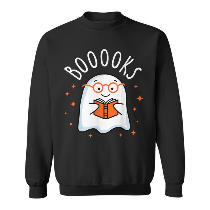 Cute Ghost Reading Book Booooks Teacher Halloween School Kid Sweatshirt