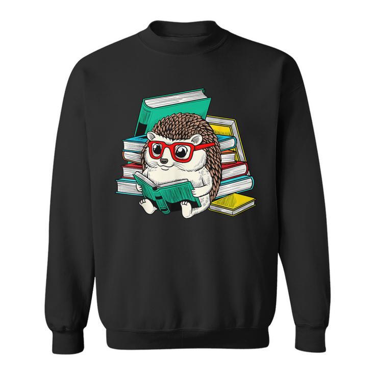 Cute Hedgehog Reading A Book Nerd Readers Sweatshirt