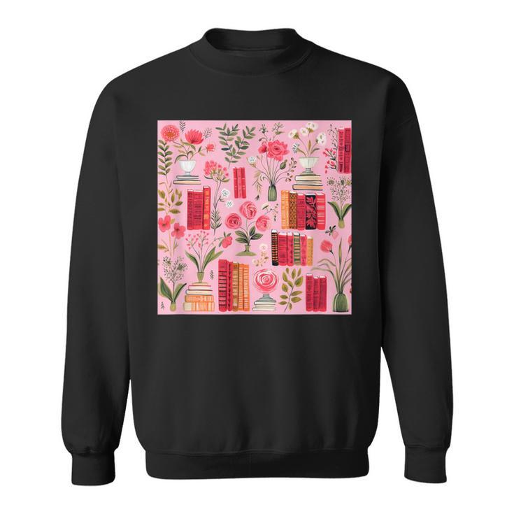 Cute Pink Book Pattern Book Lover Sweatshirt