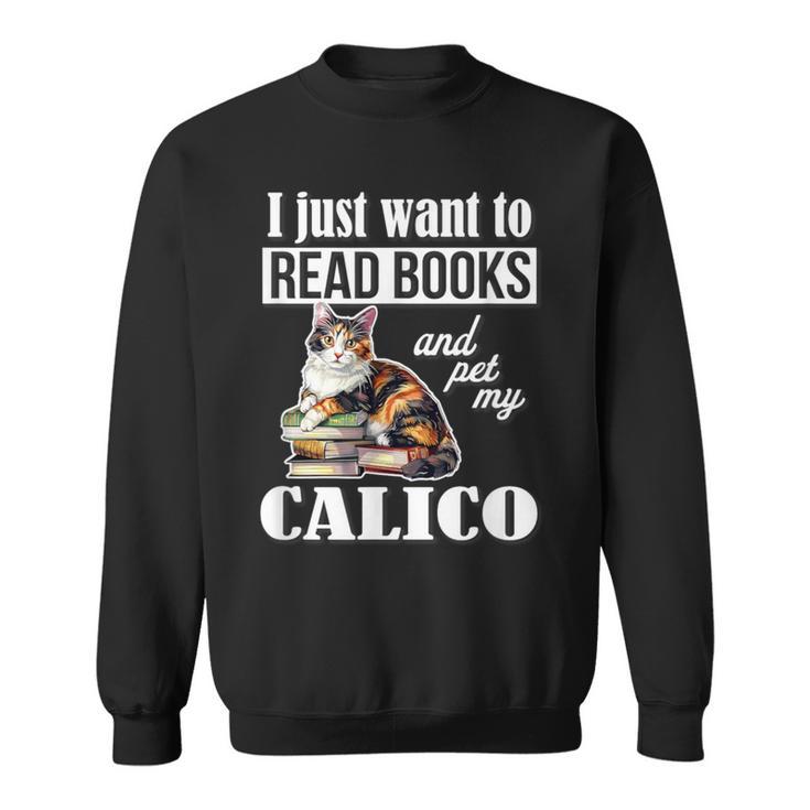 Cute Read Books Calico Cat Lover For Men Women Girls Kids Sweatshirt