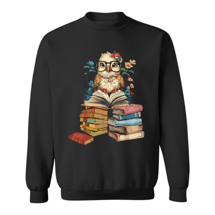 Cute Reading Chicken With Glasses Books Bookworm Reader Sweatshirt