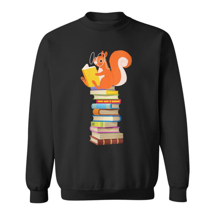 Cute Squirrel Reading Women's Tops Book Lovers Sweatshirt