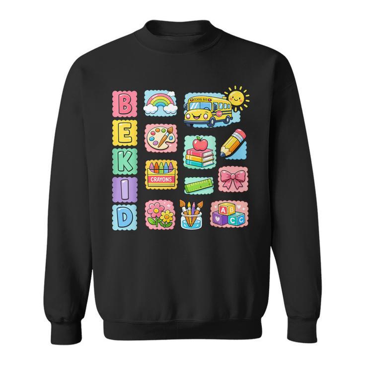 Cute Teacher Life With Crayons Rainbow Books Apple School Sweatshirt